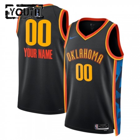 Barn Oklahoma City Thunder Tröja Skräddarsydda Nike 2024-25 City Edition Svart Swingman Barn Oklahoma City Thunder Tröja Skräddarsydda Nike 2024-25 City Edition Svart Swingman